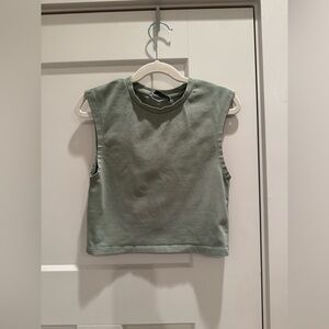 Zara Sage Green Sleeveless Crop Top